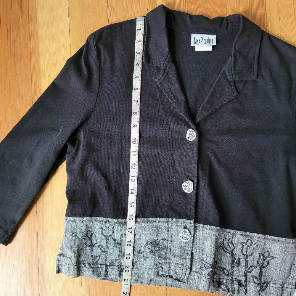 Vintage Nina Piccalino 100% cotton blazer lagom lagenlook earthy boho quirky art - Picture 12 of 13